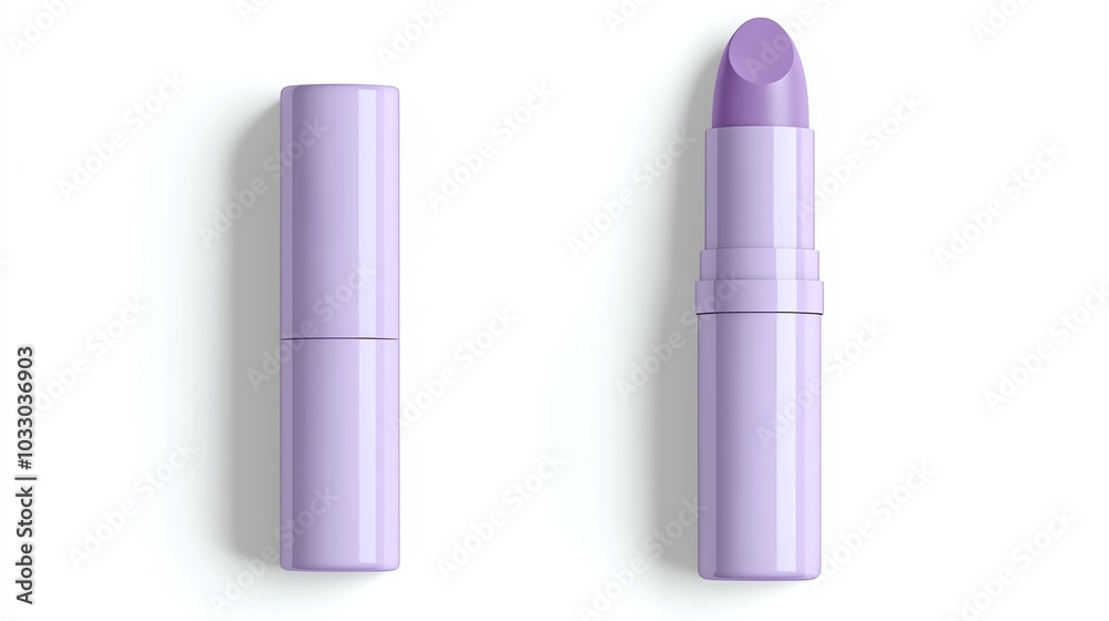 Purple lipstick tube on a white isolated background.