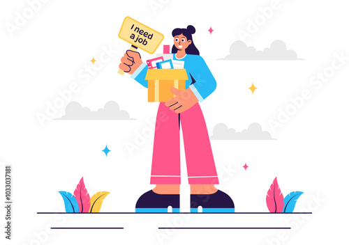 Unemployment Rate Vector Illustration featuring individuals actively searching for Jobs Amid Economic Downturns and Financial Crises in a Background