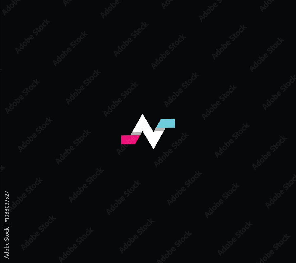 Creative letter N monogram with black background. Creative letter N monogram with black background.