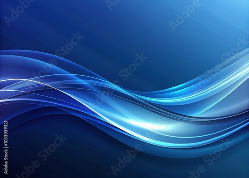 Abstract Blue Gradient Background with Wavy Lines for Design Purposes