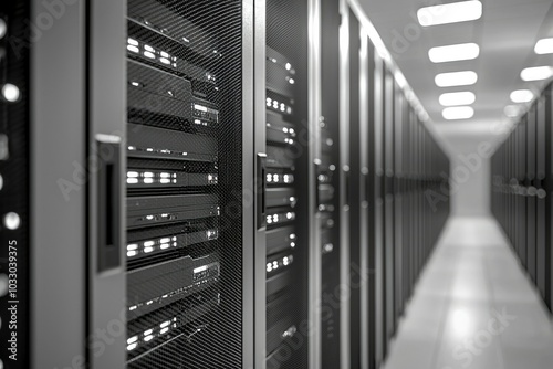 Rows of Server Racks in a Data Center