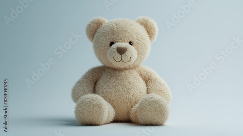 a solitary teddy bear placed against a pristine white background, evoking feelings of nostalgia and comfort. the simplicity of the scene highlights the bear's soft texture and inviting