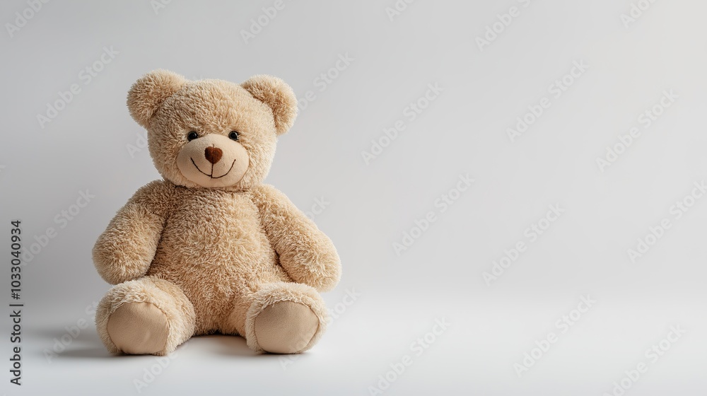 a solitary teddy bear placed against a pristine white background, evoking feelings of nostalgia and comfort. the simplicity of the scene highlights the bear's soft texture and inviting a solitary teddy bear placed against a pristine white background, evoking feelings of nostalgia and comfort. the simplicity of the scene highlights the bear's soft texture and inviting