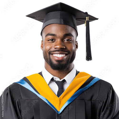 Smiling graduate in cap and gown