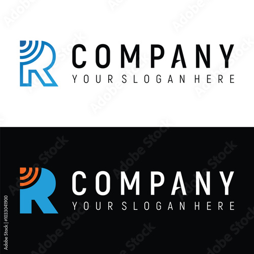 letter R signal tech logo design element vector template