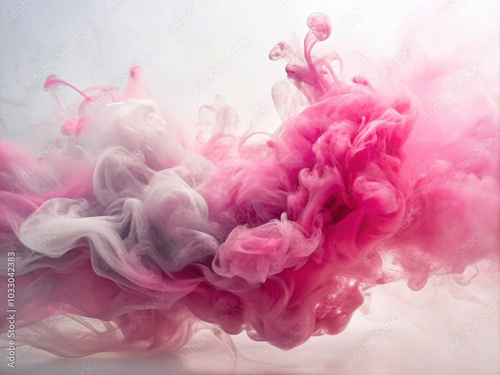 Abstract Pink Ink and Watercolor Textures on White Background with Soft Smoke Effect Abstract Pink Ink and Watercolor Textures on White Background with Soft Smoke Effect