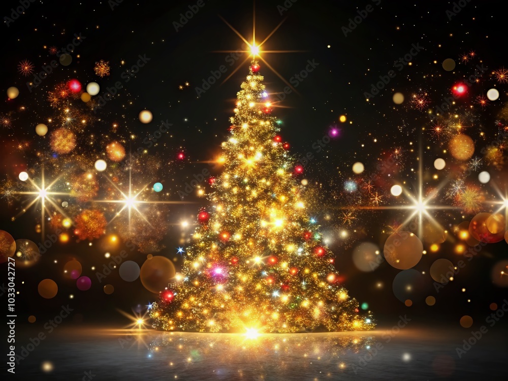 Abstract Shiny Christmas Tree with Sparkling Lights and Bokeh for Festive Backgrounds Abstract Shiny Christmas Tree with Sparkling Lights and Bokeh for Festive Backgrounds
