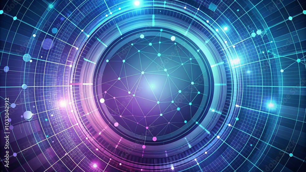 Abstract Technology Background with Line and Light Dot Connection in Circle Grid for Web and Banner Design Abstract Technology Background with Line and Light Dot Connection in Circle Grid for Web and Banner Design