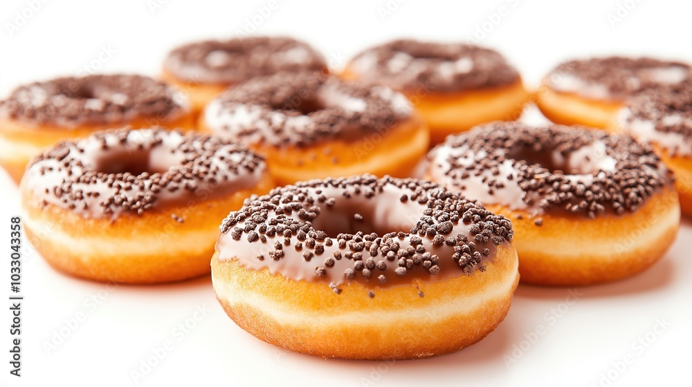 a tempting display of glazed donuts isolated against a clean white background, emphasizing their sugar-coated appeal and making them the star of the scene a tempting display of glazed donuts isolated against a clean white background, emphasizing their sugar-coated appeal and making them the star of the scene