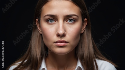 Beautiful young woman studio portrait, isolated photo