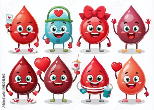 Adorable Blood Health Mascots Collection - Vector Illustrations for Health Awareness Campaigns