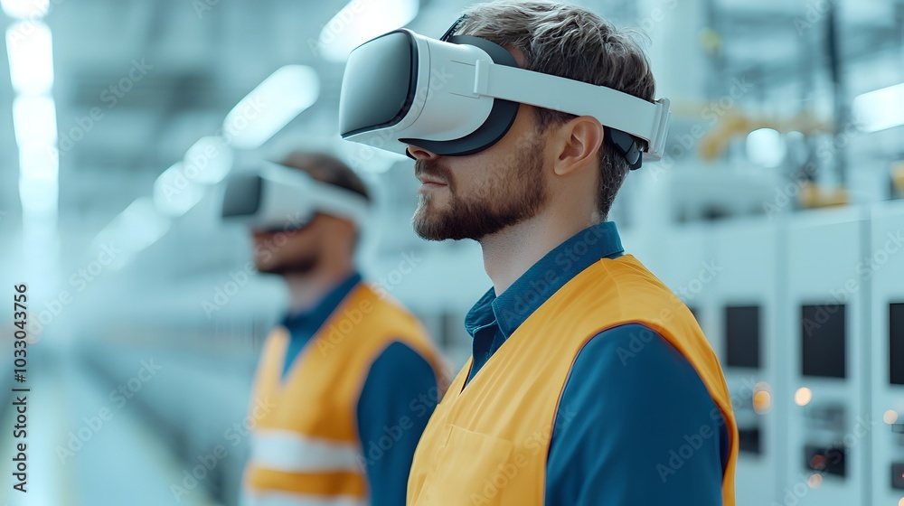 Engineers Utilizing Virtual Reality to Simulate and Optimize Industrial Machinery for Factory Engineers Utilizing Virtual Reality to Simulate and Optimize Industrial Machinery for Factory