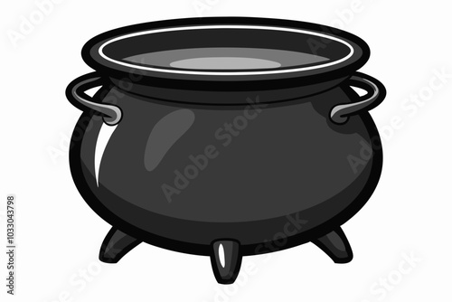 Witch halloween cauldron sign silhouette symbol icon on background