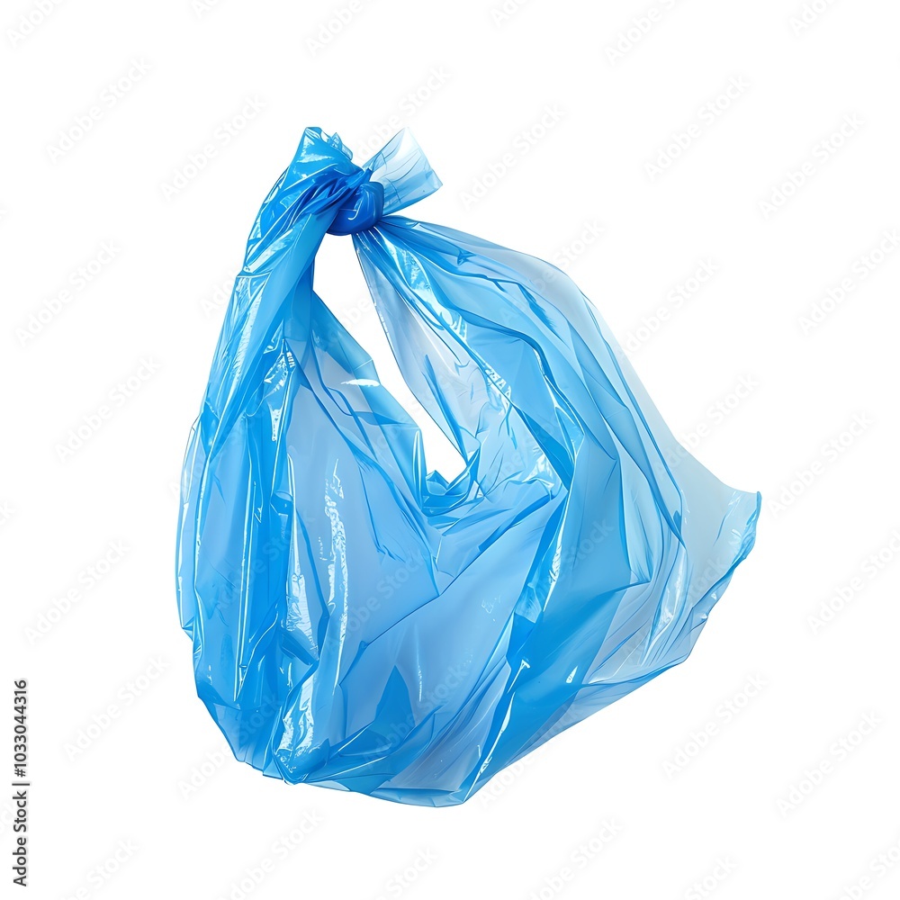 Fototapeta premium Blue plastic bag isolated on white background.