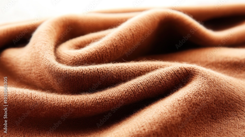 Close-up of Brown Knit Fabric with Soft Texture