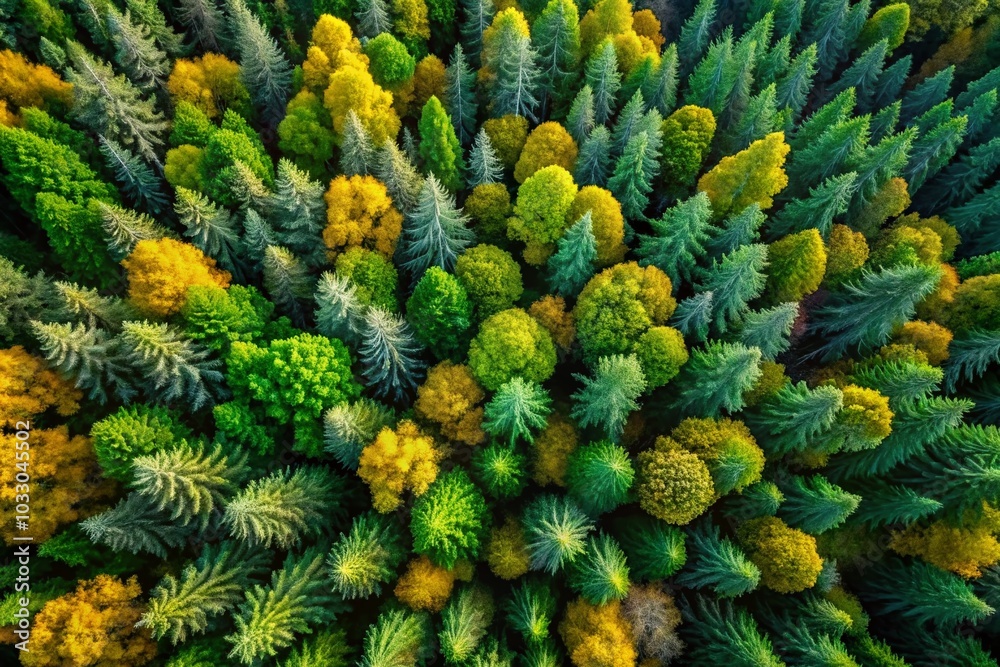 Aerial View of Lush Green and Yellow Forest with Pine and Spruce Trees - Stunning Landscape Photography Aerial View of Lush Green and Yellow Forest with Pine and Spruce Trees - Stunning Landscape Photography