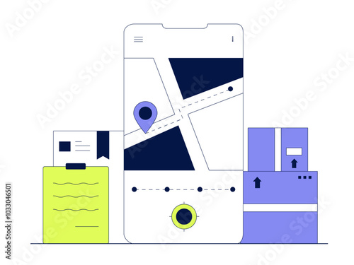 Online deliver tracking. Delivery illustration. Flat vector illustration