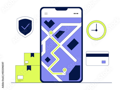 Online deliver tracking. Delivery illustration. Flat vector illustration