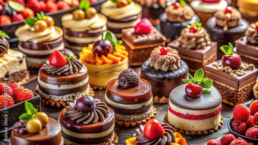Assorted Chocolate Desserts in Tilt-Shift Photography for a Delectable Visual Treat Assorted Chocolate Desserts in Tilt-Shift Photography for a Delectable Visual Treat