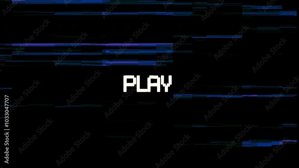 Play text animation with glitch effect on black background. 4k Video Play text animation with glitch effect on black background. 4k Video