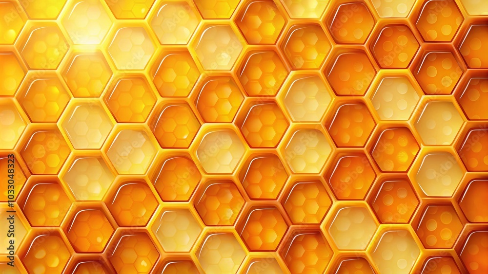 Bee Honeycomb Banner Template with Vibrant Yellow and Orange Hexagonal Cells for Food Photography Bee Honeycomb Banner Template with Vibrant Yellow and Orange Hexagonal Cells for Food Photography