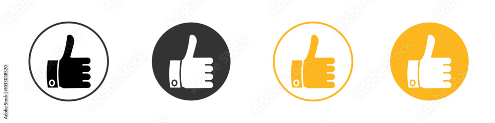 Thumbs Up icon black and white vector outline sign Thumbs Up icon black and white vector outline sign