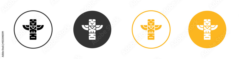 Totem icon black and white vector outline sign Totem icon black and white vector outline sign