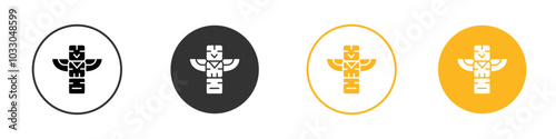 Totem icon black and white vector outline sign
