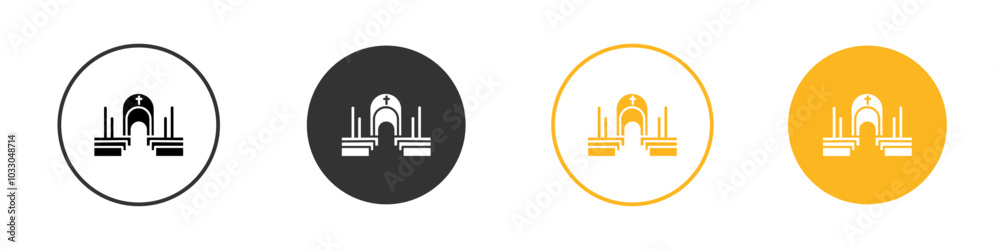 view inside catholic church icon black and white vector outline sign view inside catholic church icon black and white vector outline sign