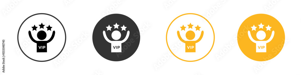 VIP person icon black and white vector outline sign VIP person icon black and white vector outline sign