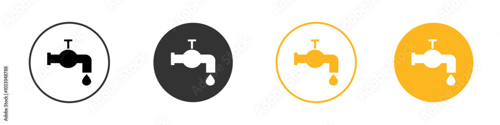 Water tap icon black and white vector outline sign Water tap icon black and white vector outline sign