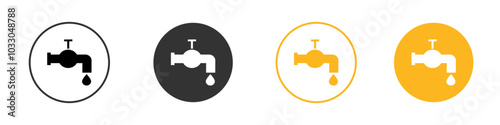 Water tap icon black and white vector outline sign