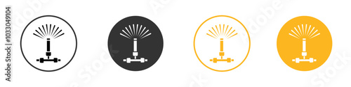 Automatic irrigation sprinklers icon black and white vector outline sign
