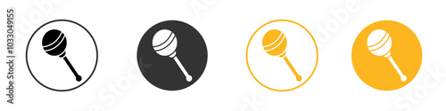Baby rattle icon black and white vector outline sign