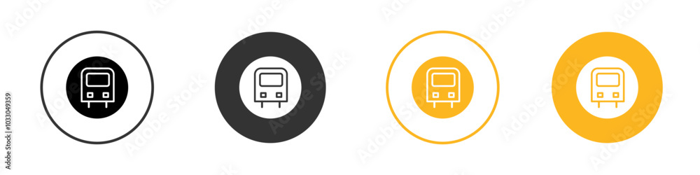 bus sign icon black and white vector outline sign bus sign icon black and white vector outline sign