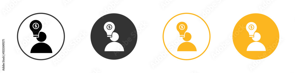 Business idea icon black and white vector outline sign Business idea icon black and white vector outline sign