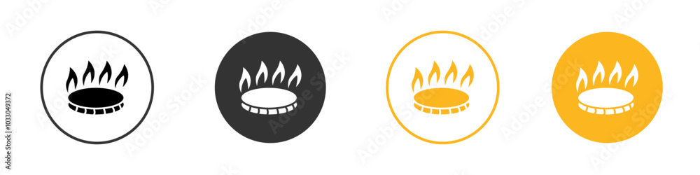 Burner Gas Stove icon black and white vector outline sign Burner Gas Stove icon black and white vector outline sign