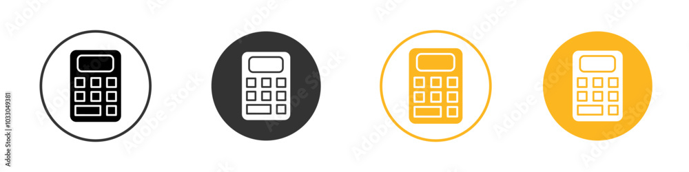 Calculator icon black and white vector outline sign Calculator icon black and white vector outline sign
