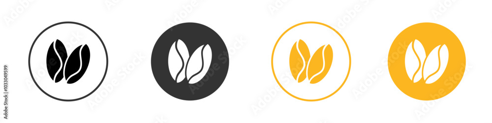 Coffee beans icon black and white vector outline sign Coffee beans icon black and white vector outline sign
