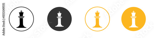 Chess king icon black and white vector outline sign