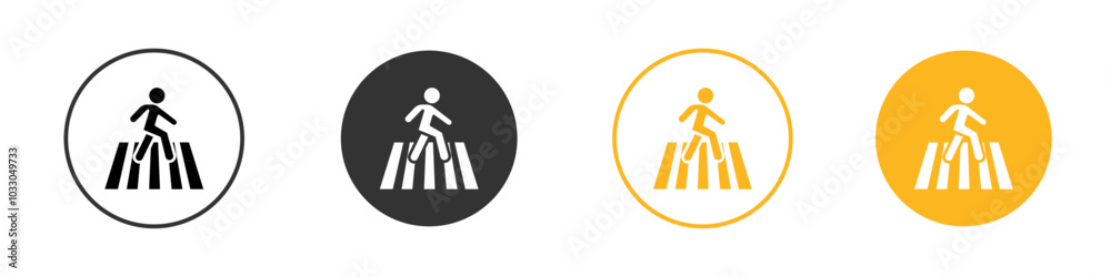 Crosswalk icon black and white vector outline sign Crosswalk icon black and white vector outline sign