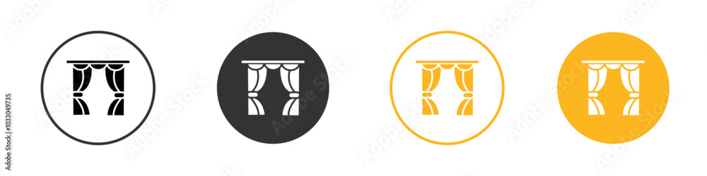 curtains icon black and white vector outline sign