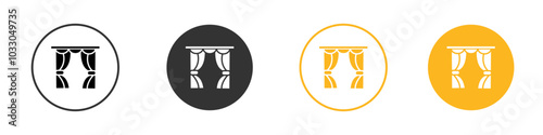 curtains icon black and white vector outline sign