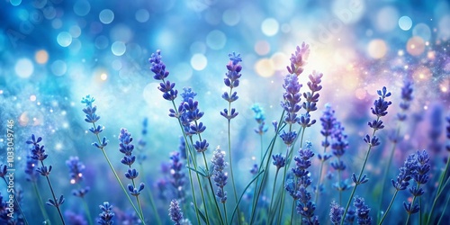 Blue Lavender Abstract Background with Bokeh Effect for Relaxing Ambiance