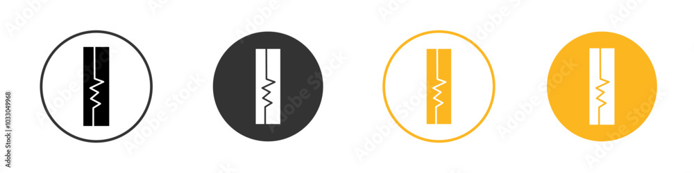 Electric fuse icon black and white vector outline sign Electric fuse icon black and white vector outline sign
