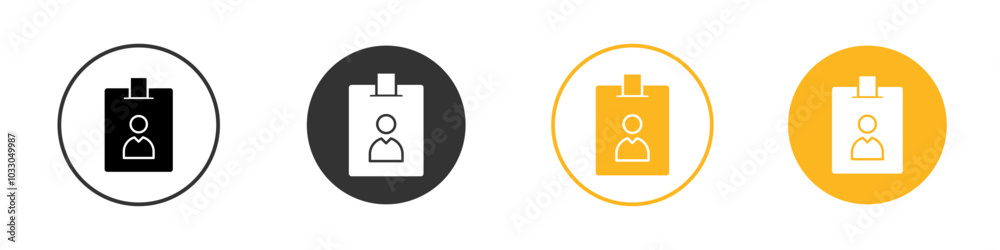 Employee id card icon black and white vector outline sign Employee id card icon black and white vector outline sign
