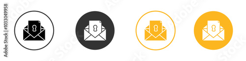 Free Download Email security key icon black and white vector outline sign - GFXLoad