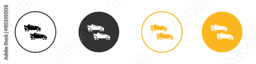 football soccer shoes icon black and white vector outline sign