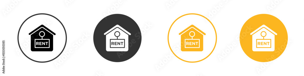 House rent icon black and white vector outline sign House rent icon black and white vector outline sign