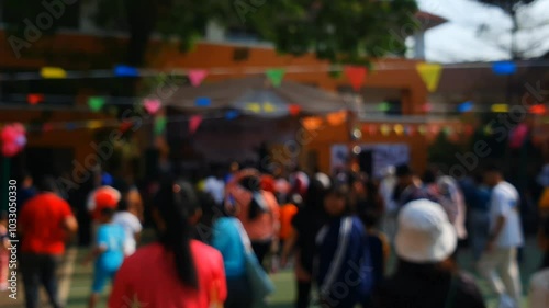 Wallpaper Mural Defocused footage : Teachers, parents, and students are dancing and exercising together in an open field. Torontodigital.ca